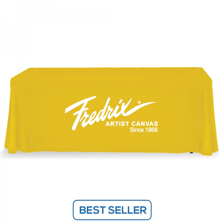 Yellow Table Throw 1 Color Logo Print 6 ft. or 8ft. ( 3-sided or 4-sided option)